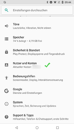 Android Einstellungen